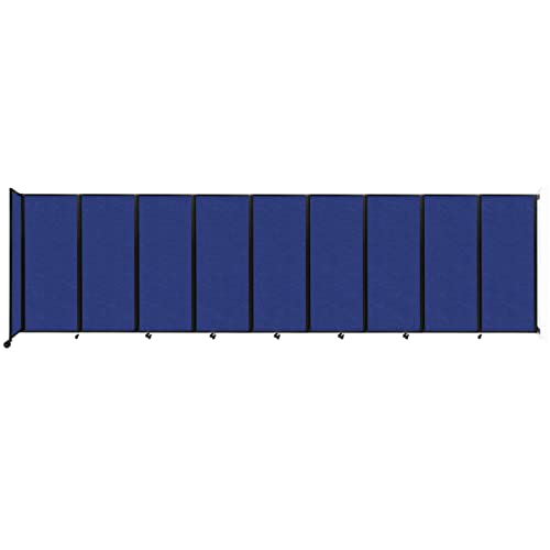 Versare Room Divider 360 Wall-Mounted Folding Partition | Locking Wheels | Temporary Room Separator | 25' x 6'10" Blue SoundSorb Panels