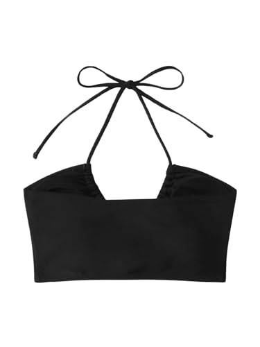 SOLY HUX Women's Halter Bikini Top Tie Front Bathing Suit Tops Swimsuit2