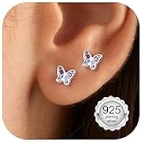 Adramata Pendientes de Plata 925 Hipoalergénicos Mariposa y Flor