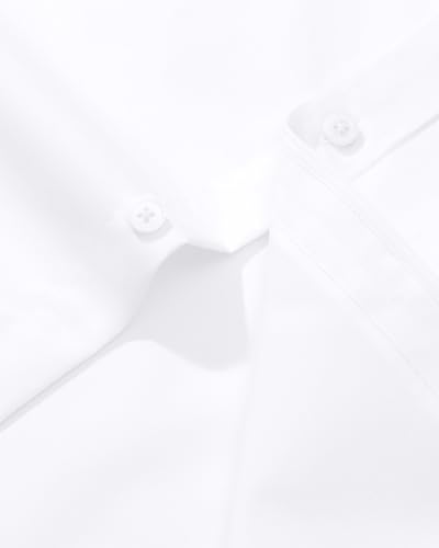 Alimens & Gentle Men'S Dress Shirt Regular Fit Stretch Stain Shield Long Sleeve Solid Business Wedding Button Down Shirts White thumb #4