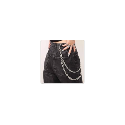 Calkkrer Schwarze Hip Hop Hosenkette, Gothic Punk Hose Kette, Jeanskette Hose Kette, Emo Accessoires, Skelett Kette, Punk Schlüsselanhänger, Freie Größe