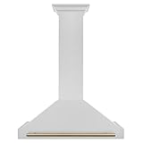 ZLINE Autograph Edition 36 in. Convertible Satin Stainless Steel Wall Mount Range Hood with Champagne Bronze Handle (KB4SNZ-36-CB)