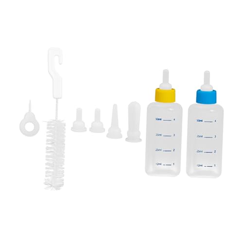 SUPVOX Dog Cat Feeding Supplies 4 Pack of 50ml Pet Bottles Scale Plastic Compact for Newborn Pets