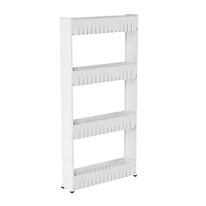 4-Tier Storage Organizer Rack – Plastic Rolling Cart for Office, Dorm, Bedroom, Bathroom, and Laundry Room Organizing by Lavish Home (White)