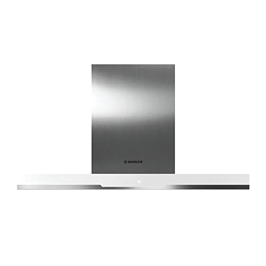 Hoover HDSV985W - Campana extractora 90 cm, 4 velocidades, 612 m3/h, 213W, Iluminción led, Paneles antigrasa, Filtros carbón, 42dba, Inox y frontal cristal blanco, Clase A