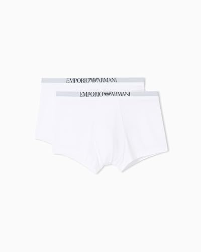EMPORIO ARMANI Men's Soft Touch Bamboo Viscose 2-Pack Trunk, White/White, M (Pack of 2)