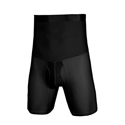 EIENQBVL Pantaloncini modellanti da uomo, contenitivi for la pancia, in rete traspirante, a vita alta, snellenti, a compressione, for l'addome.(Black1,XL)