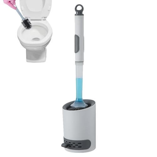 Dispensateur De Pinceau De Toilettes En Silicone - Brosse De Toilette En Silicone Avec Distributeur De Savon, Kit De Nettoyage Mural Ménagers Avec Poignée Longue Sans Glissement Pour L'hygiène De La S