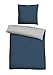 Produktbild DIHATEX hochwertiges Mikrofaser Bettwäsche-Set 4tlg. 2X 135x200 + 2X 80x80 aus 100% hypoallergener Polyester grau/blau temperaturausgleichend und bügelfrei