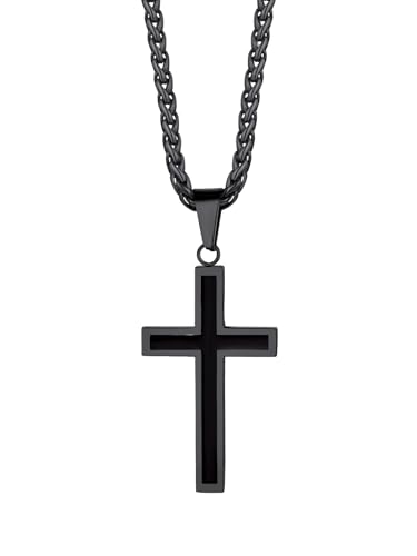 Richsteel Collier Enfant Garcon Croix+Catholique Chaine Croix avec Chaîne Réglable 55+5 cm pour Hommes Femmes