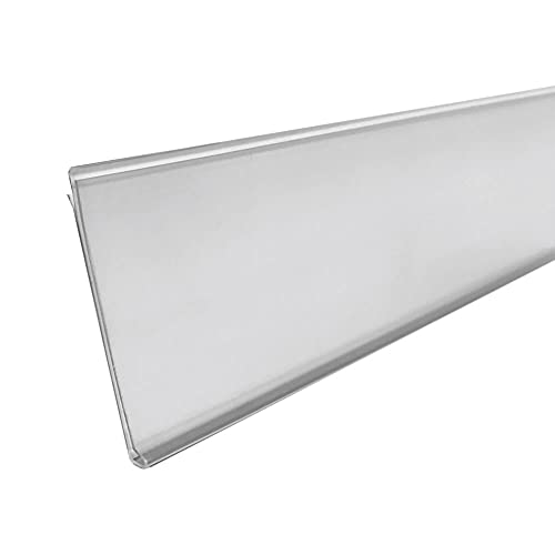 Shelf Label Strips, 100 Pack Self Adhesive 1.25”H Shelf Label Holder Price Tag Strips for Metal Wood or Plastic Gondola Shelf, PVC Plastic Clear Front/White Back Sign Holder Strip for 48” Long Shelf