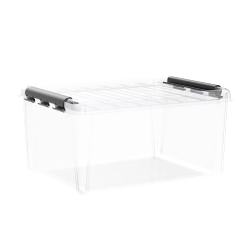 SmartStore 31L Clear Plastic Large Storage Boxes With Lid, 2 Pack, Reinforced, 10 Year Guarantee, Food Safe, Clip Locked, Stackable and Nestable, BPA Free L50 x W39 x H26 cm