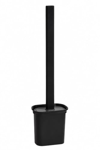 Escova Sanitária de Silicone com Suporte Preta | Cerdas Flexíveis, Secagem Rápida, Limpeza Profunda, Design Moderno, Não Arranha