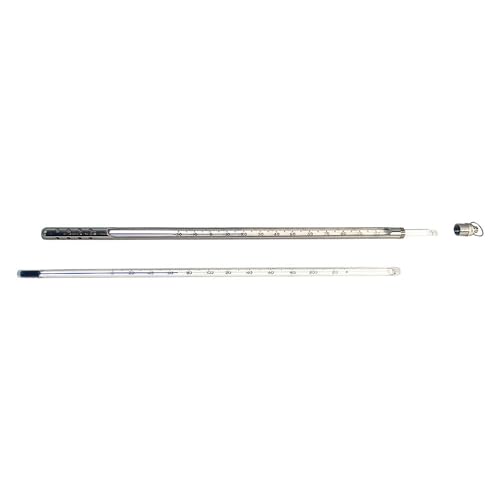 Vee Gee 80702-A Serialized Precision Thermometer, with Armor, Safety Blue Filled, Total Immersion, -4 to 230 Degree F Range, 2 Degree F Subdivision, 12″ Length, White Backing
