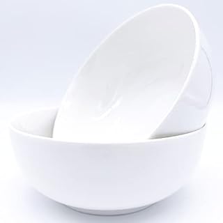 Large Pasta Bowls | Large Serving Bowls | 8" Big Salad Bowls | Serving Plates | Porcelain Pasta Serving Bowl Set of 2, Deep Soup Bowl for Kitchen Family Dinner Microwave & Dishwasher Safe