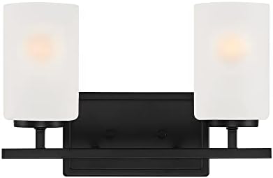 DESIGNERS FOUNTAIN D239M-2B-MB Carmine 2-Light Bathroom Vanity Light Fixture, Matte Black