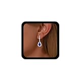 Cybche Vintage Zafiro Azul Pendientes De Lágrima Azul Cz Pera Pendientes De Cristal Pendiente De Gota De Agua Pendiente De Cristal De Novia Gota De Boda Prom Joyería Para Las Mujeres