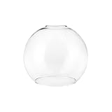 Skelang Small Clear Lip-less Glass Lamp Shade, Globe Light Cover with Fitter Opening, Replacement for Chandelier, Bathroom Vanity Light, Pendant