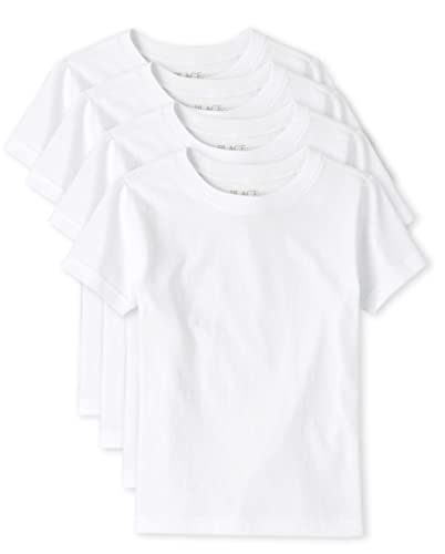 The Children's Place Boys Short Sleeve Undershirt, White -4 Pack, X-Large US