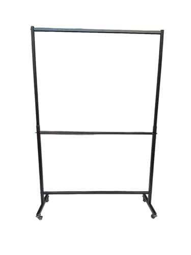 Image of UBS Metal(Mild Steel:MS) Garment Stand Cloth Rack,Stand Freestanding Foldable Double Rod Cloth Hanger Hanging stand Black color (6ft height x 4ft width)
