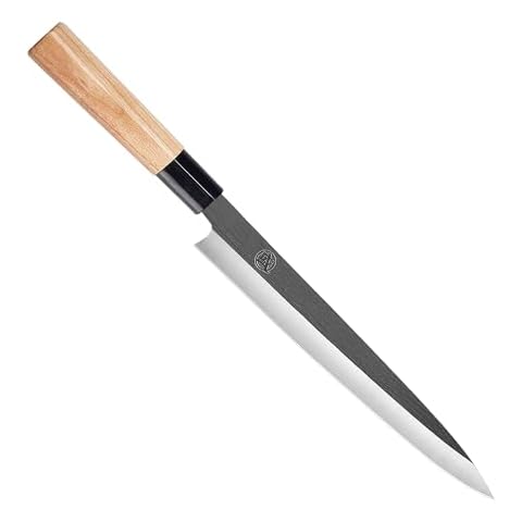 MITSUMOTO SAKARI 11-inch Japanese Sashimi Knife, Tungsten Alloy Kitchen Chef Knife, Professional Hand Forged Japanese Sushi Knife (Fraxinus Mandshurica Handle) Cover