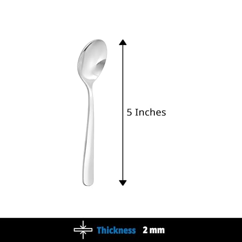 Image of Culinex Premium Stainless Steel 5.5 inch Tea & Coffee Small Spoon Set of 6 | Silver Rustproof Food Grade Flatware Cutlery By thinKitchen (Essen)