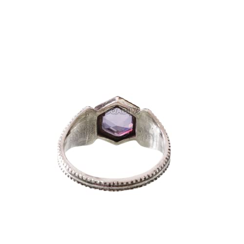 Natural Alexandrite Ring, Hexagon Pink Alexandrite Ring, June Birthstone, 925 Sterling Silver, Micron Plated, Womens Ring, Christmas, Thanksgiving, Tiny Dainty Ring, Oxidized Gemstone Ring, Stacking Ring, Q-435 #TOP3