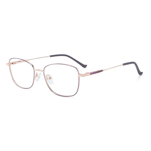 Image of GUDVUE Blue Light Glasses for Woman, Blue Light Blocking Glasses for Women, Anti Glare /UV400 /Eye Strain, Pupple /Gold