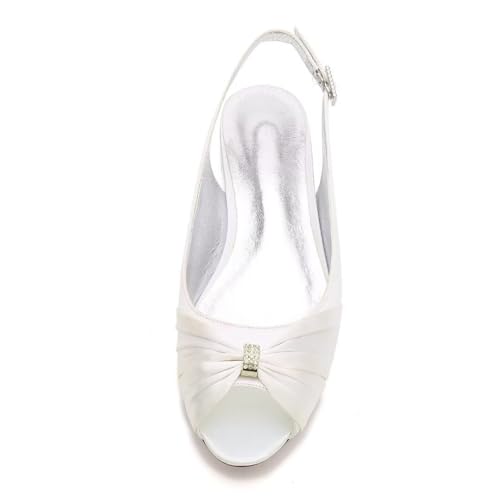 Women Comfort Flat Satin Wedding Shoes Peep Toe Buckle Strap Bridal Evening Party Flats Shoes2