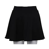 OFFSUM Womens Short Skirts - Casual Tennis Skirts Woman Fashion Spring Summer Elastic High Waist A-Line Women's Vintage Clothing Workout Sports Mini Skirt,Black,L