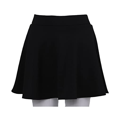 OFFSUM Womens Short Skirts - Casual Tennis Skirts Woman Fashion Spring Summer Elastic High Waist A-Line Women's Vintage Clothing Workout Sports Mini Skirt,Black,L
