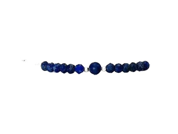Bracelet lapis lazuli 3-4mm cadeau idéal unisexe avec fermoir argent