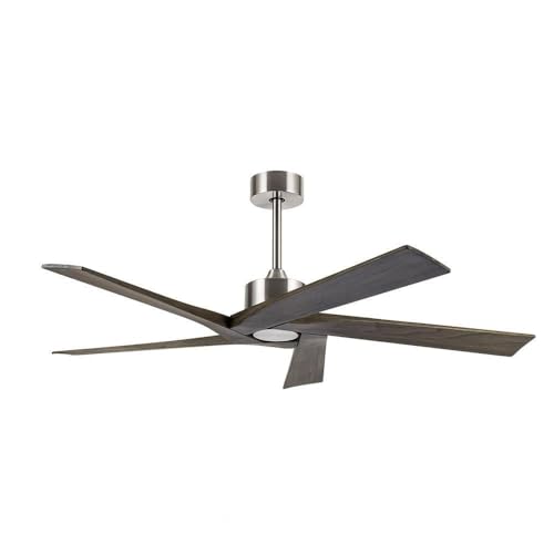 VoltShine Ventilador DC 5 aspas 142,2 cm, controles remoto y temporizador, acabado níquel/rústico, ideal para refrescar y ambientar espacios.