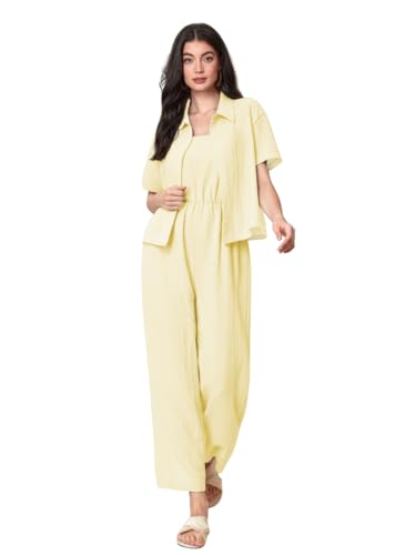 Image of TOPLOT Women's Jumpsuit Co-ord Set | Soft Breathable Feel | Comfortable Fit with Easy Movement | Stylish One-Piece Outfit Design | Perfect for Casual & Travel (5225)