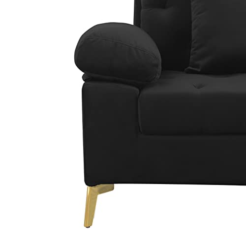 Lepfun Modern Reversible L-Shape 4-Seat Couch Modular Sectional Sofa, Upholstered 96.5 ”Right Hand Facing Sofa & Chaise, Black #TOP4