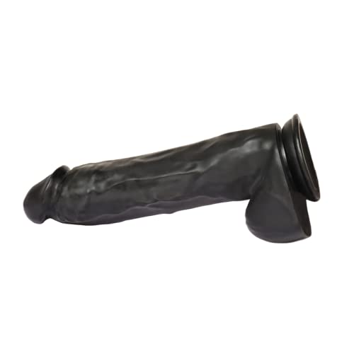 Dildo con ventosa – dildo in PVC senza falati con una lunghezza di 38 cm – giocattolo sessuale nero per lui e per lei – dildo a ventosa grande con ghianda e vene per vaginale e anale