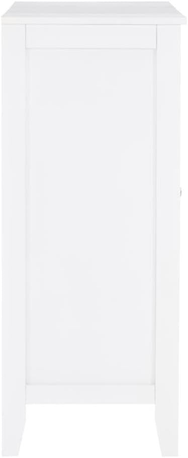 Linon Betty Large Wood Cabinet with 2 Glass Paneled Doors and 3 Shelves in White