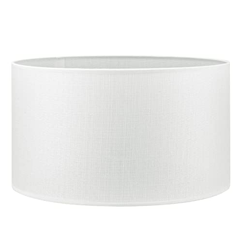 Home Sweet Home collection Moderne Abat-jour Canvas | cylindre |40/40/22cm | Blanc | Abat-jour en tissu de coton | pour douille de lampe E27 | testé RoHS | pour lampadaire, lampe de table