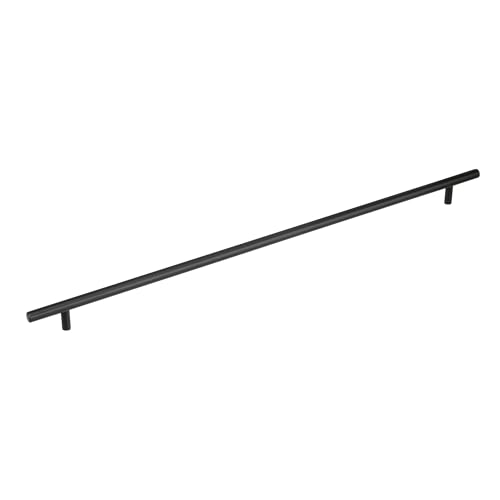 Image of Amerock 18-7 /8 inch Bar Pulls Matte Black Drawer Pull | 18-7 /8 inch (480mm) Center-to-Center Mounting Distance and 22-1 /16 inch Overall Length, Durable Carbon Steel Cabinet Hardware