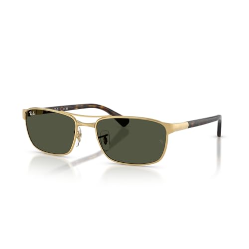 Ray-Ban RB3778 001/31 60MM Gold/Green Rectangle Sunglasses for Men for Women