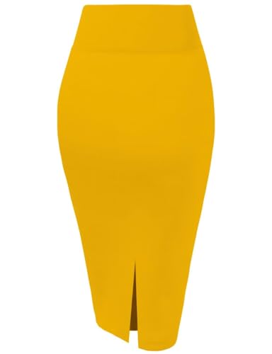 Image of Hybrid & Company Women's Premium Nylon Ponte Stretch High Waist Pencil Suit Skirt Below Knee