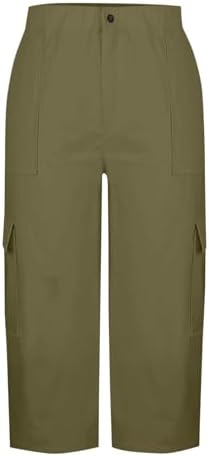 Womens Capris with Pockets Stretch Lightweight Casual Cargo Pants Summer Travel Capri Cropped Trousers with Pockets - 5