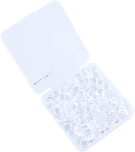 HAUTOCO 200Pcs 8mm Clear Round Glass Cabochons, Glass Dome Cabochon Tiles Non-calibrated Round for Eyes Crafts DIY Pendants Earrings Jewellery Making
