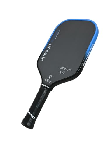 Engage Alpha Pickleball Paddle - Two Core Options 14mm and 16mm | Friction Fiber Carbon Face Elongated Power Paddle for Versatile Court Play (Blue 16mm)