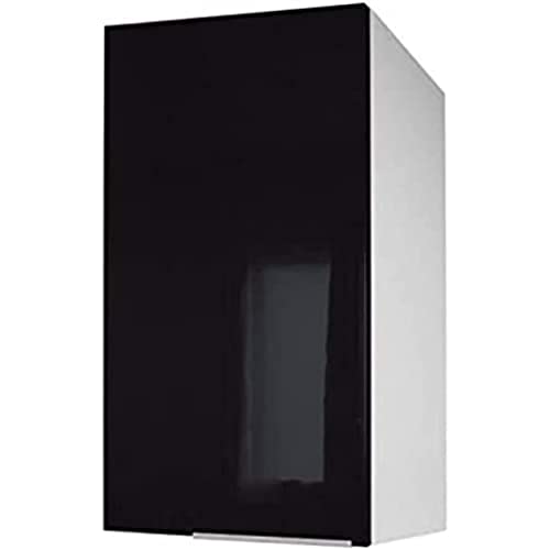 Berlioz Creations CP4HN - Mueble Alto de Cocina (1 Puerta, 40 cm), Color Negro Brillante