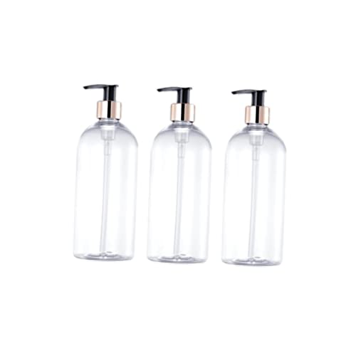 Ipetboom 3Piezas Botella de Emulsión Recargable para Gel de Ducha Champú y Jabón Líquido Material Pet Diseño Negro Portátil y Seguro para