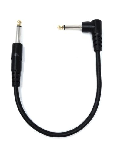 DRUT 30cm 6.35mm 1/4 Mono Male to Right Angle Male Jack Audio Cable Lead for Guitar, AMP, Synths, Amplifier, Speaker, Electric Piano, Midi Keyboard, DJ 1ft