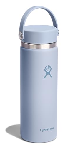 Hydro Flask Water Bottle - Insulated Stainless Steel - Wide Mouth Flex Lid, Non Spill, Leakproof and Refillable in 20 Oz Surf Blue