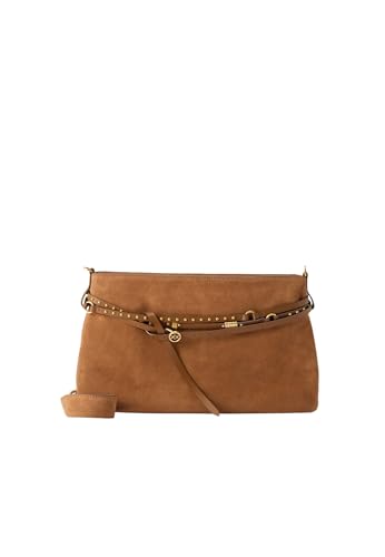 Sac à épaule Pinko Belt Bag Big en daim marron avec boucle lion