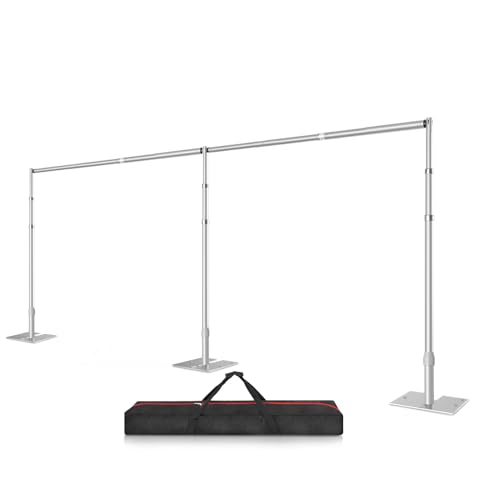 Fotoumgl 10x20 Pipe and Drape Stand Kit Heavy Duty Backdrop Stand Adjustable Sturdy Metal Back Drop Decoration Frame with Flat Base for Parties Flower Wall Wedding Event Trade Shows Photo Shoot